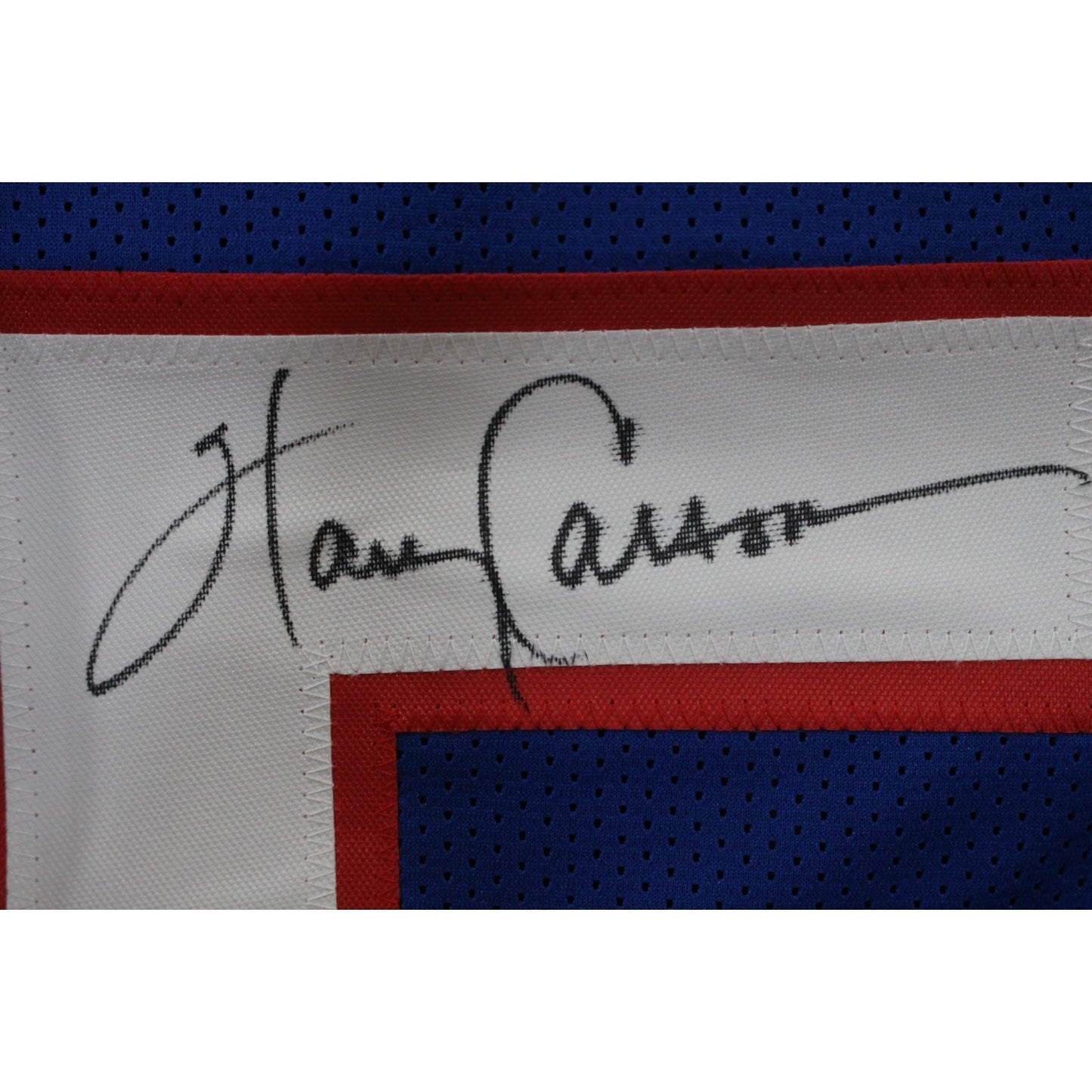 Harry Carson Autographed Blue Custom Jersey (HOF 06 Inscription)