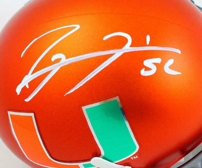 Ray Lewis Autographed Miami Hurricanes Orange Mini Helmet