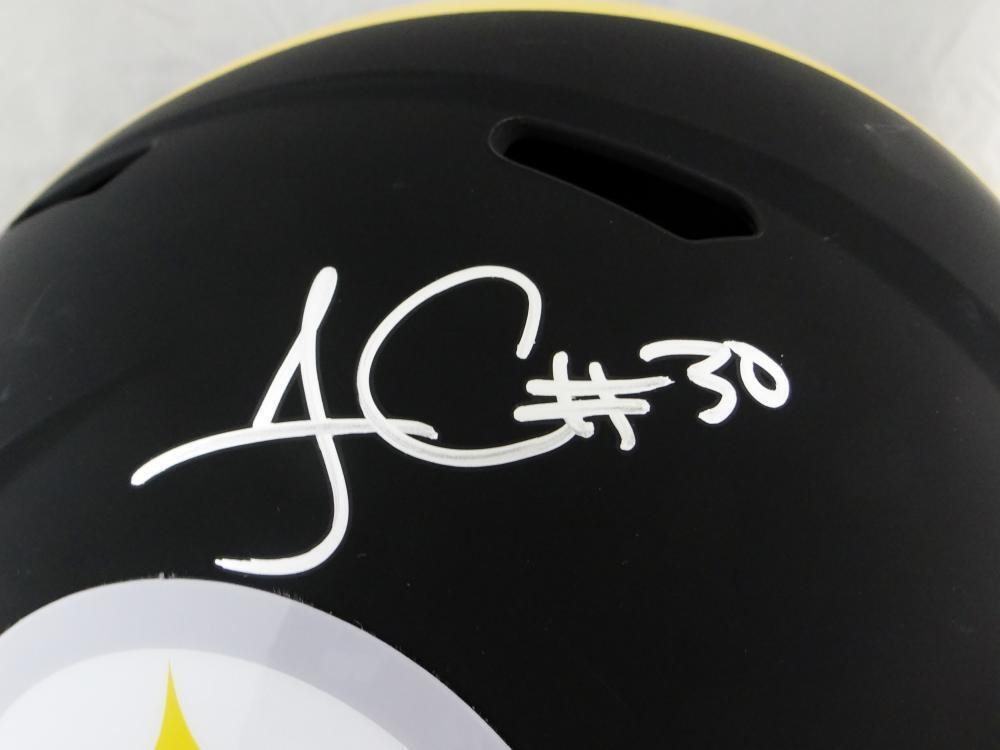 James Conner Autographed Pittsburgh Steelers Full Size Flat Black Helmet
