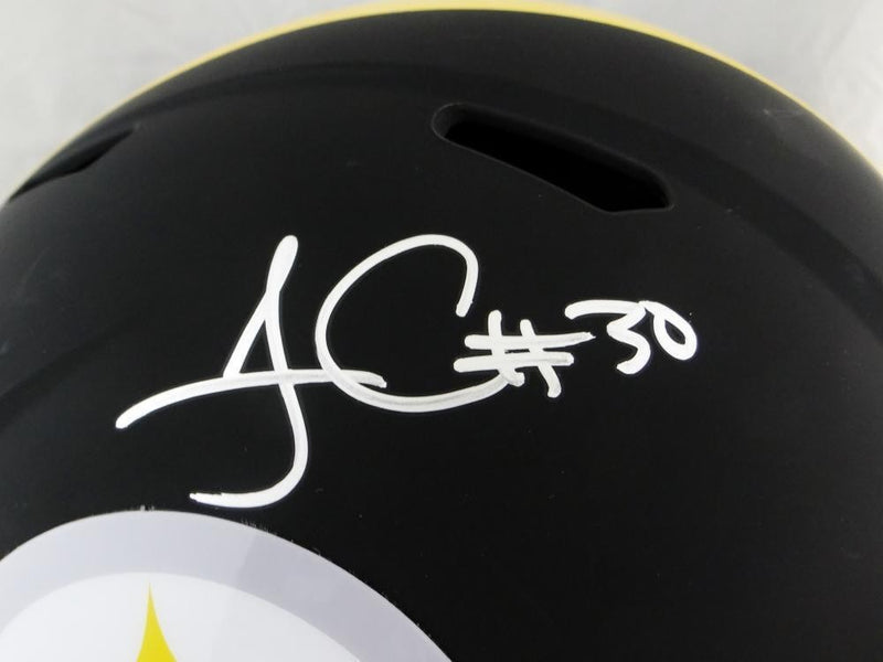 James Conner Autographed Pittsburgh Steelers Full Size Flat Black Helmet