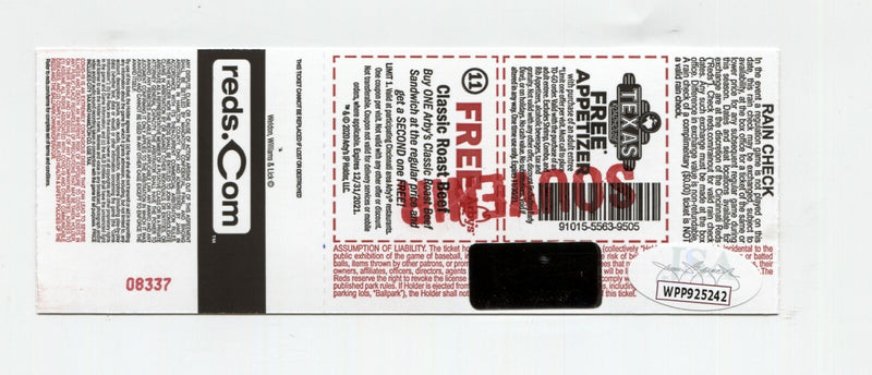 Jonathan India Signed MLB Debut Souvenir Ticket (JSA Witnessed)
