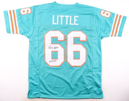 Larry Little Signed Miami Dolphins Teal Custom Jersey - HOF Inscribed