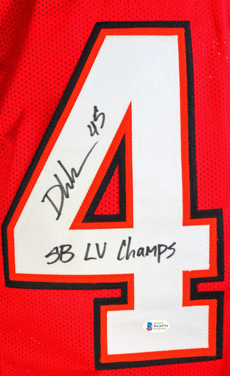 Devin White Signed Red Custom Jersey with SB Champs Inscription