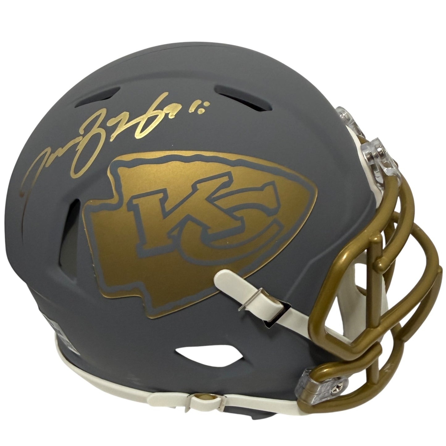 Tamba Hali Signed Kansas City Chiefs Slate Mini Helmet JSA