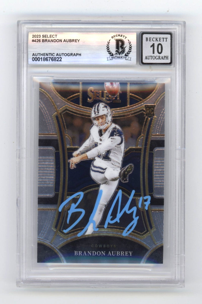 Brandon Aubrey 2023 Panini Select Suite Level RC Signed BGS 10 Auto Card