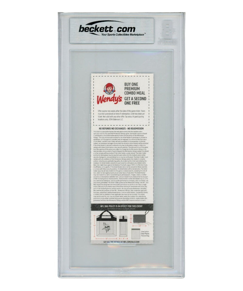 Adrian Peterson Autographed Minnesota Vikings Slabbed Ticket Stub