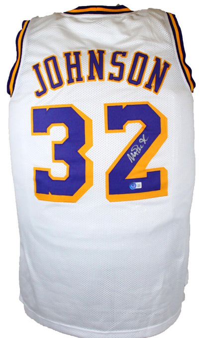 Magic Johnson Autographed Los Angeles White Custom Jersey