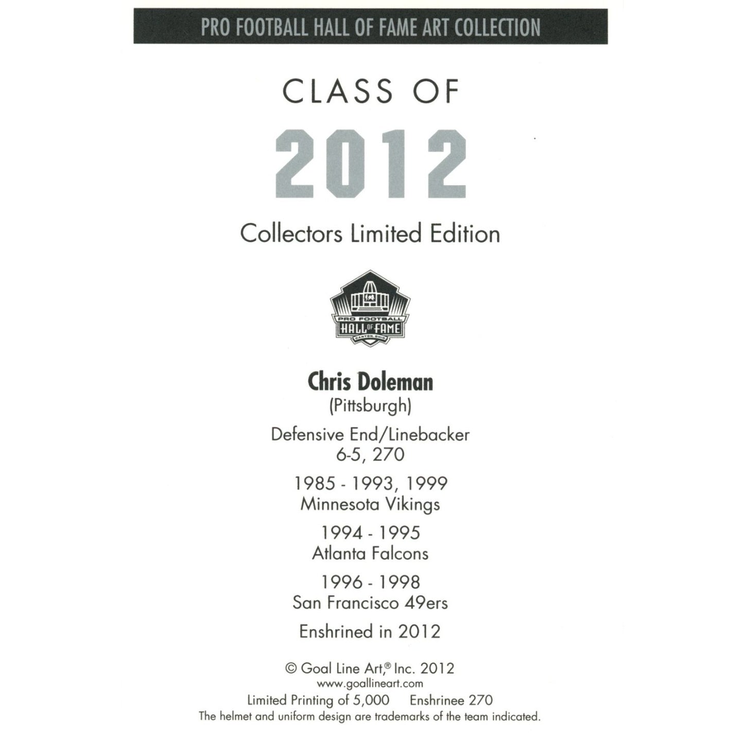 2012 Hall of Fame Multi-Signed Goal Line Art Card Set