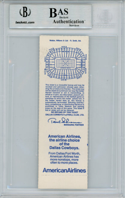 Tony Dorsett Autographed 11/4/1984 Cowboys vs Giants Full Ticket Beckett Slab