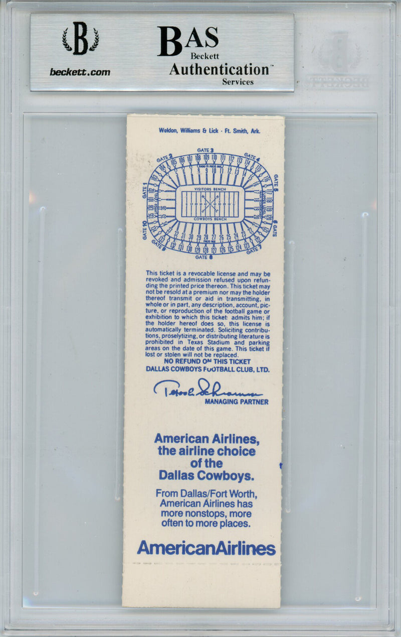 Tony Dorsett Autographed 11/4/1984 Cowboys vs Giants Full Ticket Beckett Slab