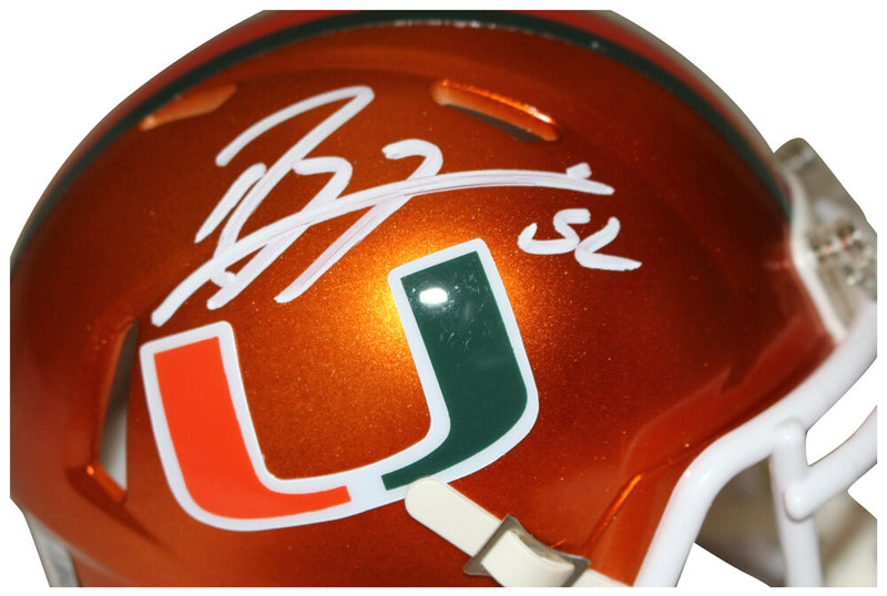 Ray Lewis Miami Hurricanes Signed Flash Speed Mini Helmet Beckett BAS