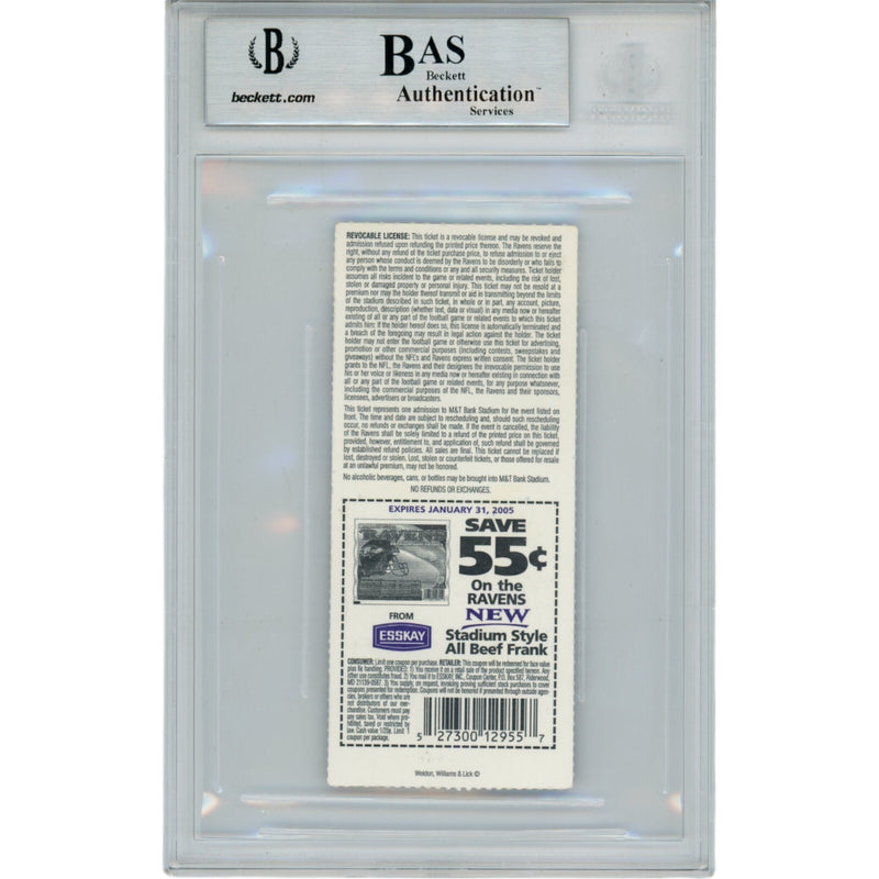 Ray Lewis Signed Baltimore Ravens 12/05/04 Ticket Stub BAS Slabbed