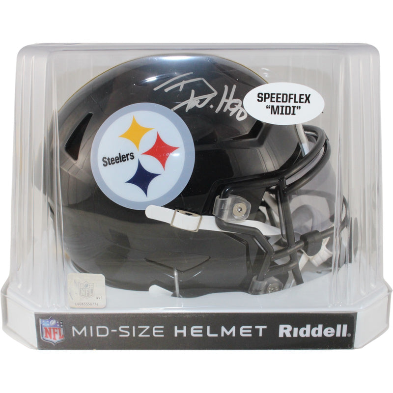 TJ Watt Signed Pittsburgh Steelers Mid-Size Helmet (Beckett Witnessed)