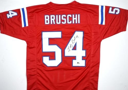 Tedy Bruschi Autographed New England Patriots Red Custom Jersey