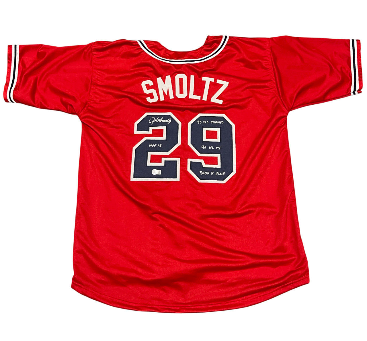 John Smoltz Signed Atlanta Braves Custom Jersey (4 Inscriptions) - BAS