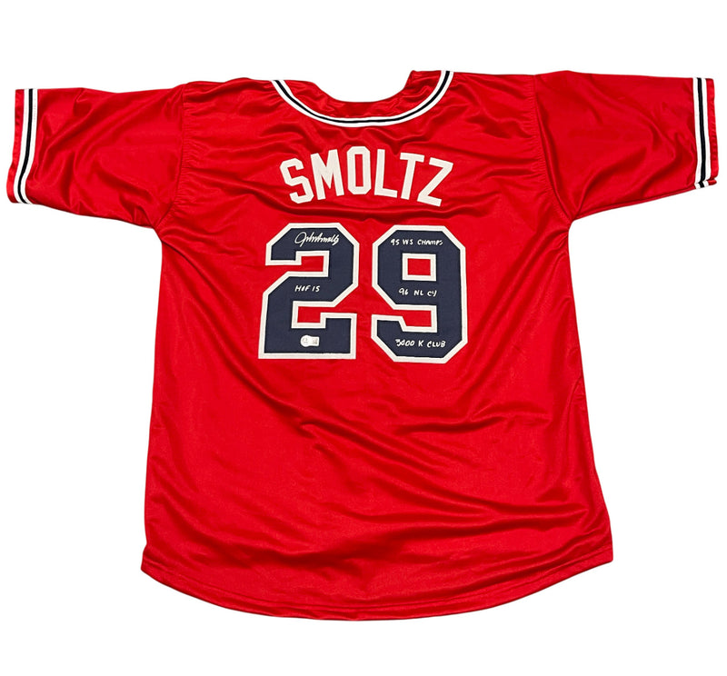 John Smoltz Signed Atlanta Braves Custom Jersey (4 Inscriptions) - BAS