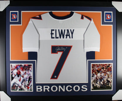 John Elway Signed Pro Style Framed Jersey (Beckett COA)