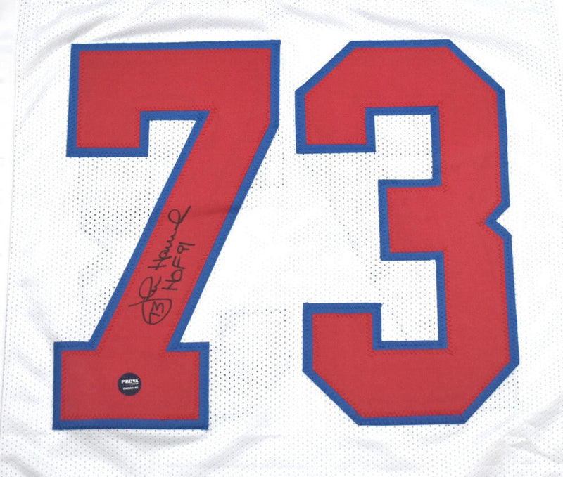 John Hannah Autographed White Custom Football Jersey (HOF Inscription)