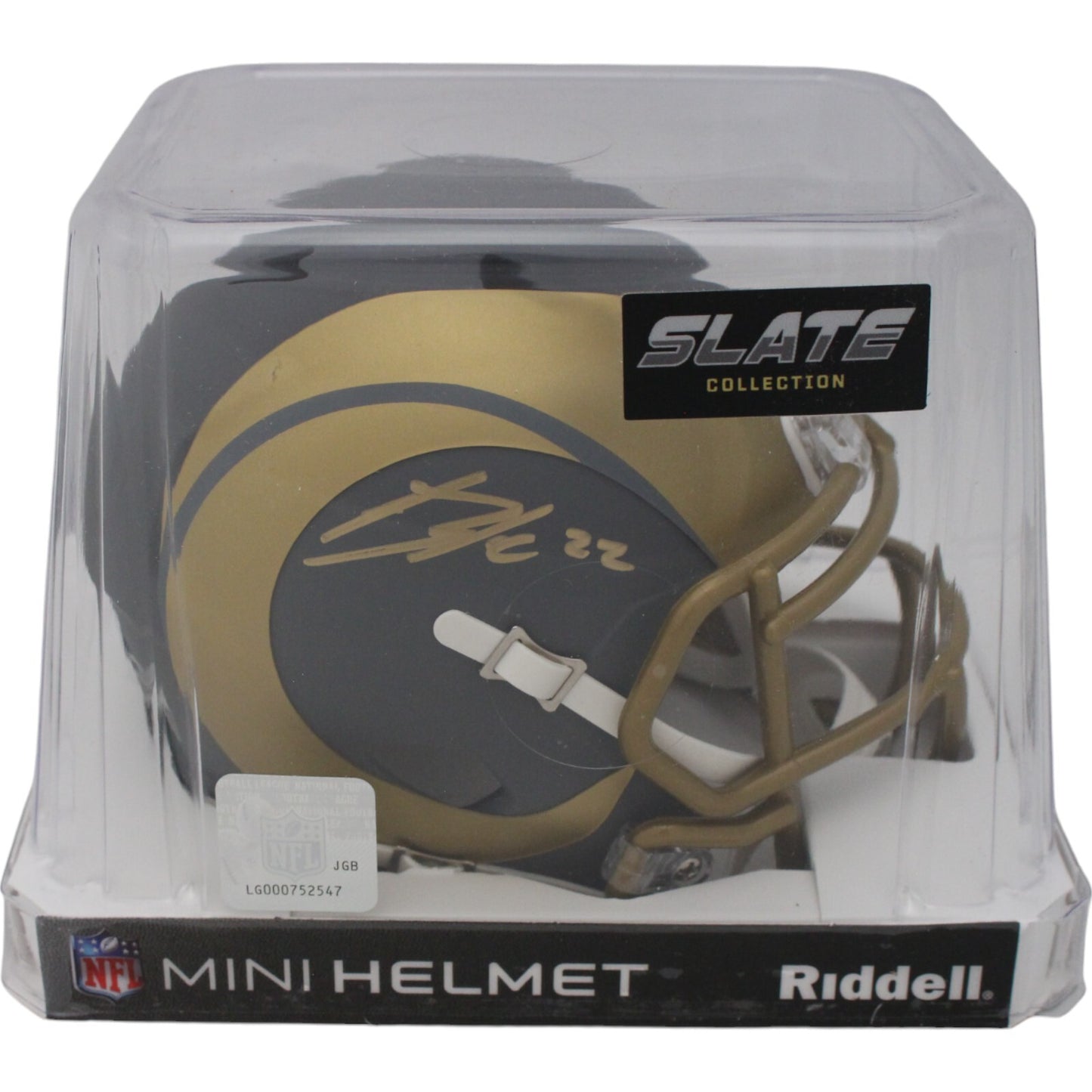 Blake Corum Los Angeles Rams Autographed Slate Mini Helmet Beckett COA