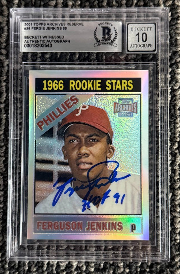 Fergie Jenkins Signed 2001 Topps Archives Reserve Refractor BGS 10 Auto HOF