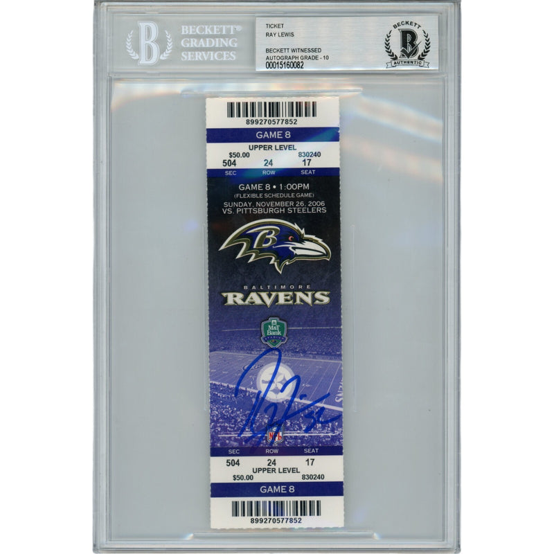 Ray Lewis Autographed Baltimore Ravens 11/26/06 Full Ticket Stub
