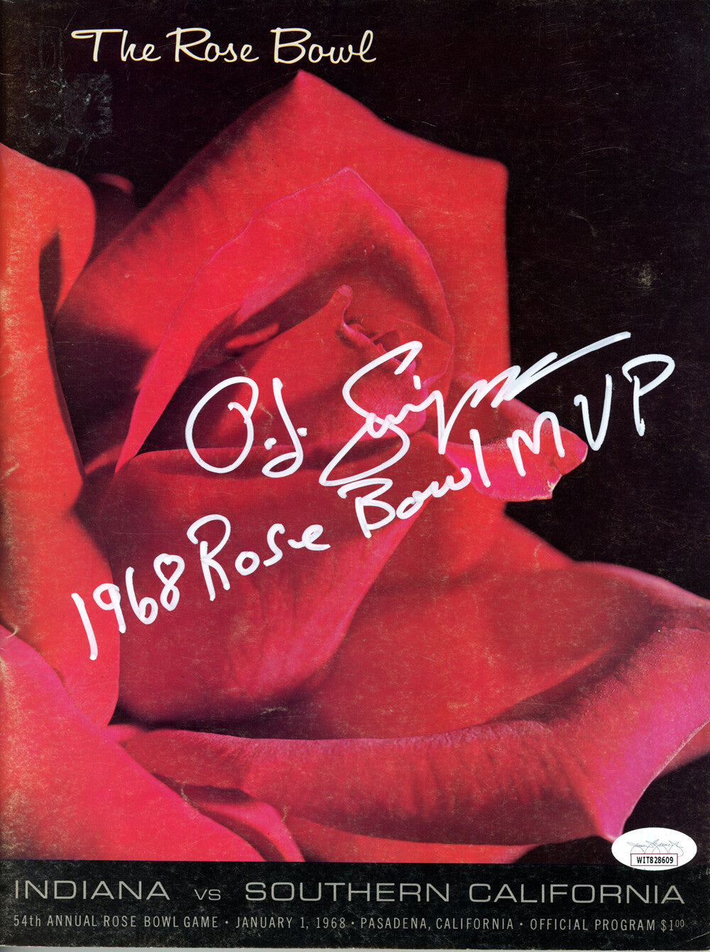 O.J. Simpson Signed USC Trojans Rose Bowl Program - MVP Inscription - JSA