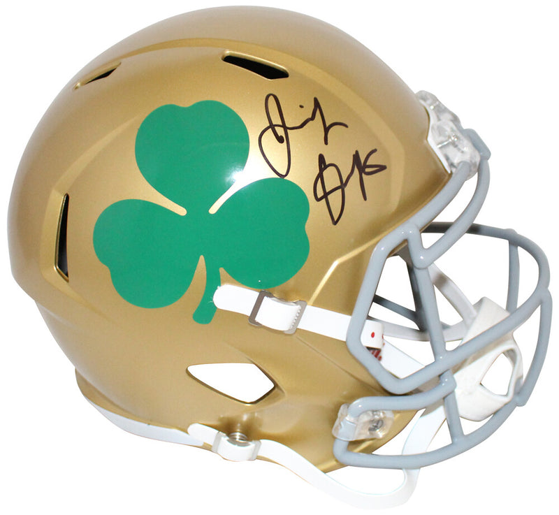 Jeremiah Owusu-Koramoah Signed Notre Dame Full Size Shamrock Helmet