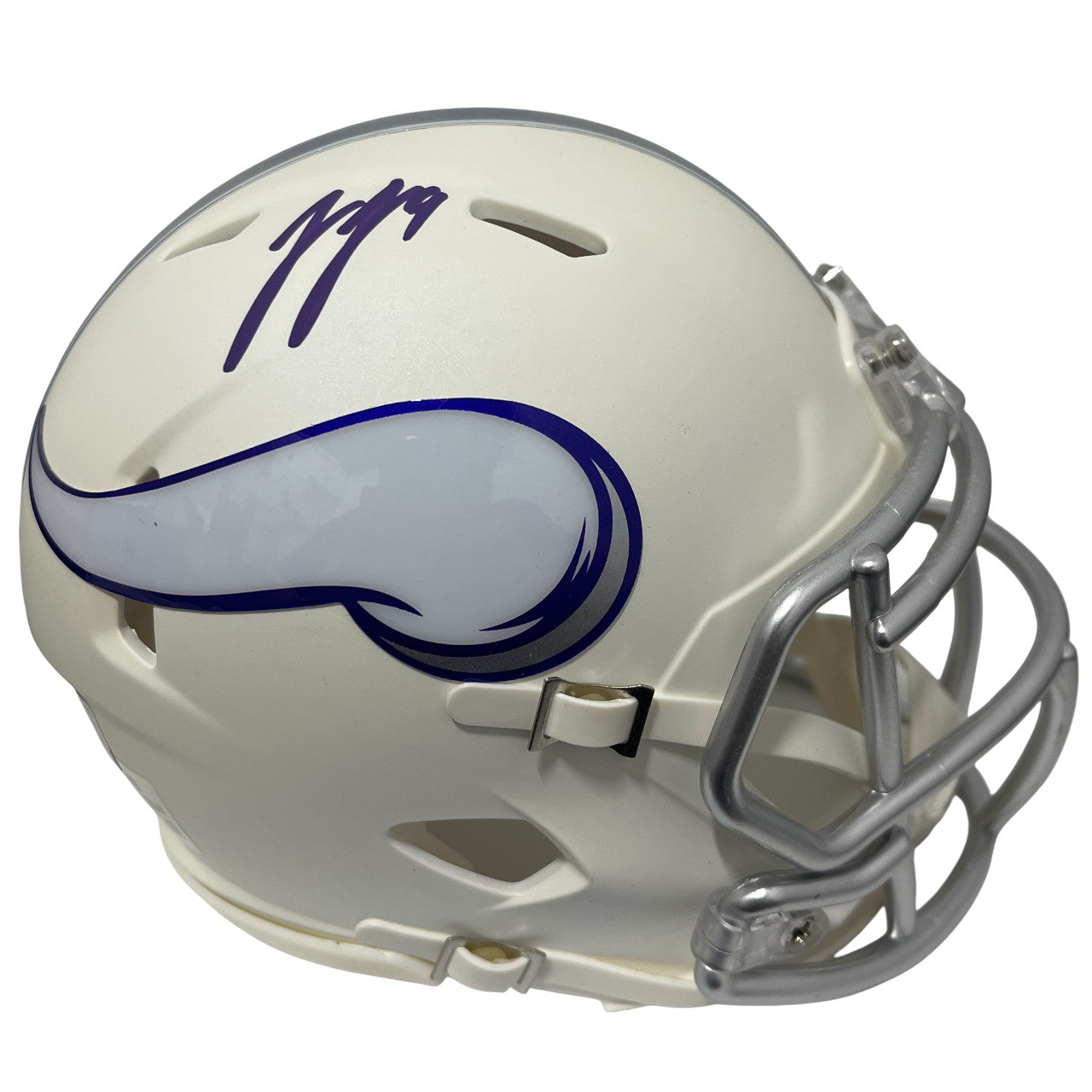 J.J. McCarthy Signed Minnesota Vikings 2024 White Alt Mini Helmet BAS