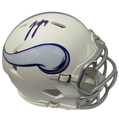 J.J. McCarthy Signed Minnesota Vikings 2024 White Alt Mini Helmet BAS
