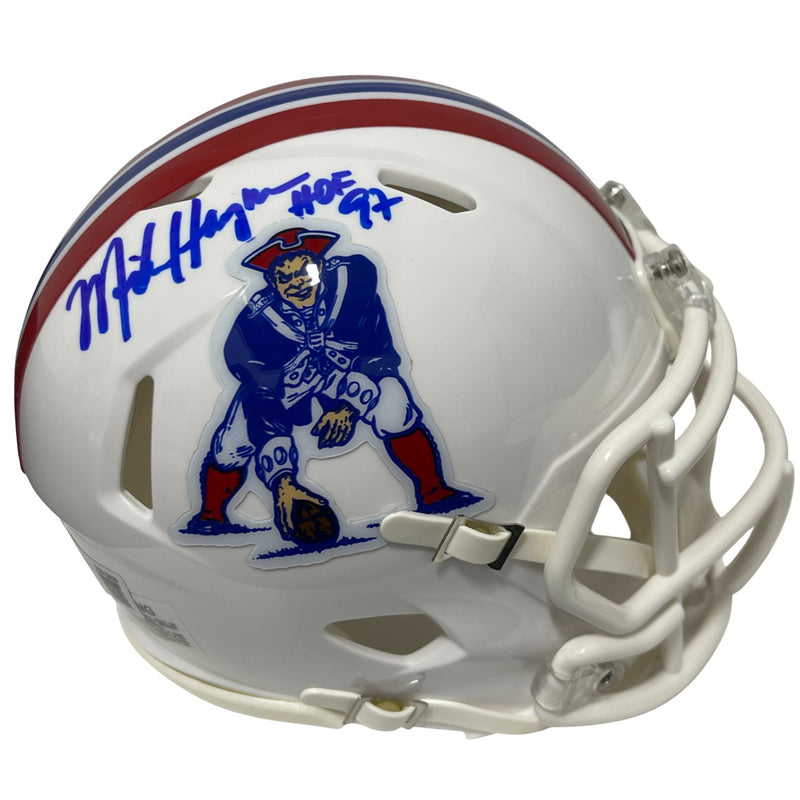 Mike Haynes Signed Patriots Throwback Mini Helmet HOF 97 BAS COA