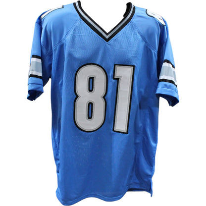 Calvin Johnson Autographed Pro Style Blue Jersey (Beckett COA)