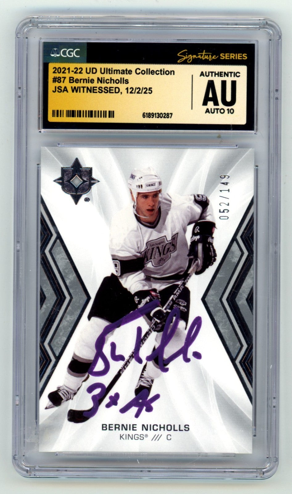 Bernie Nicholls Signed 2021-22 Ultimate Collection Card /149 - CGC 10 Auto