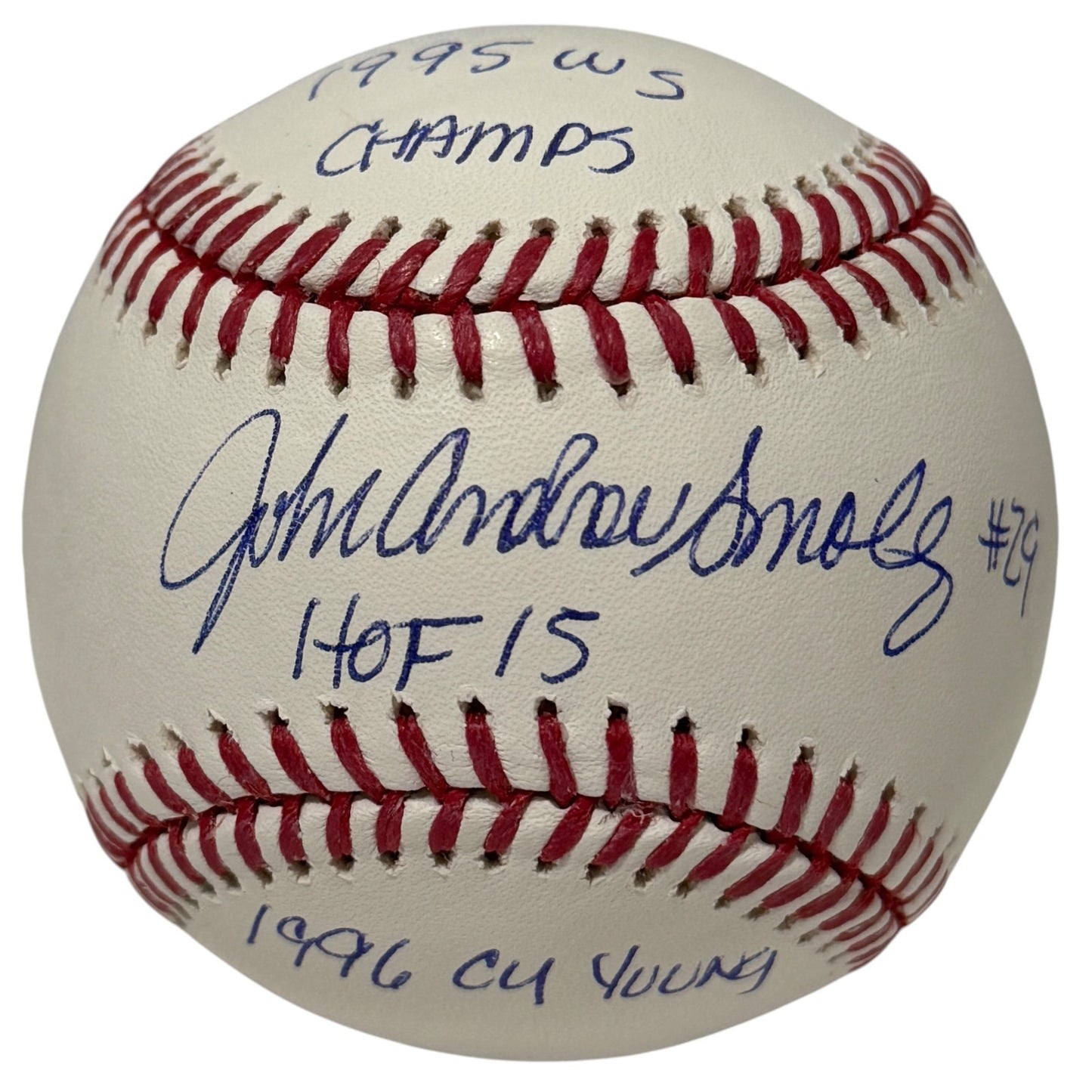 John Smoltz Signed Rawlings Official Major League Baseball (3 Inscriptions)