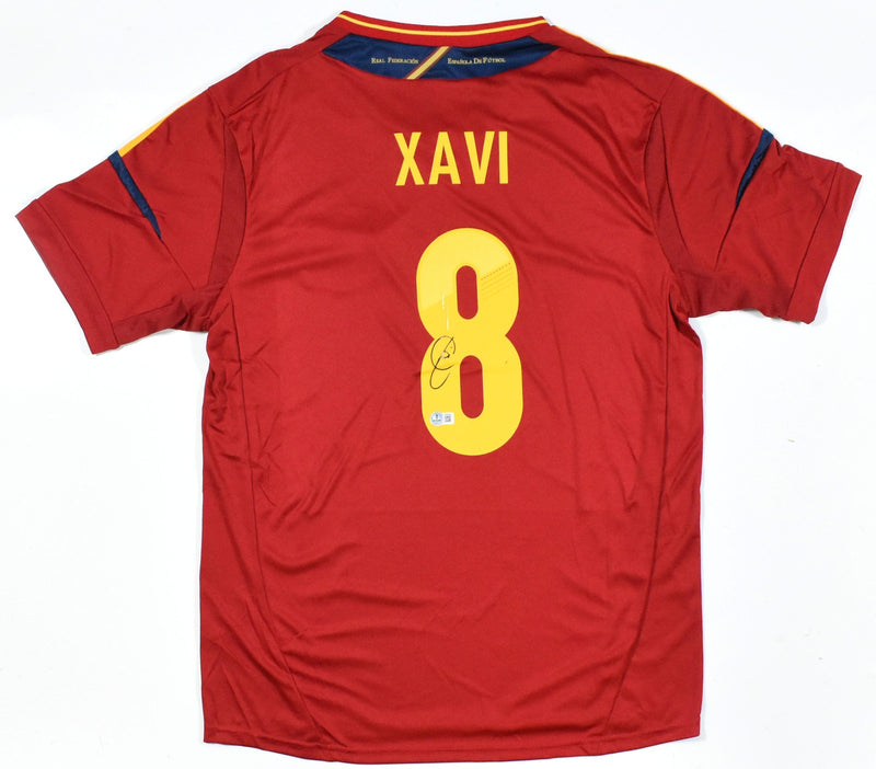 Xavi Autographed Spain Home Soccer Jersey