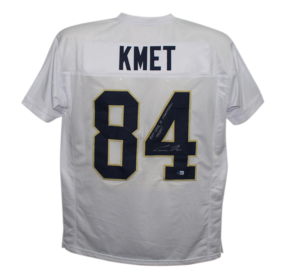 Cole Kmet Signed Notre Dame Style Jersey "Play Like a Champion" Beckett BAS