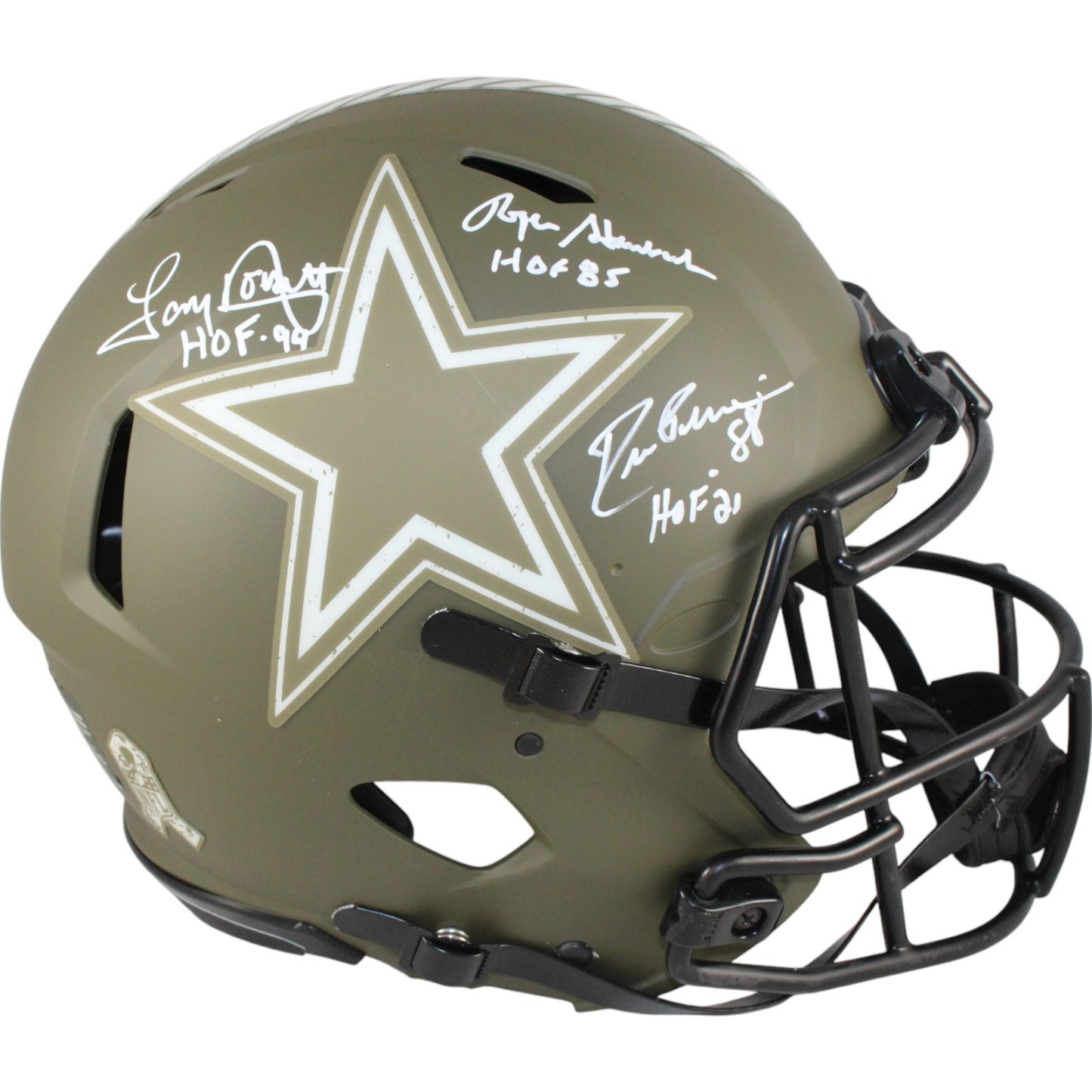 Drew Pearson, Roger Staubach & Tony Dorsett Signed Cowboys STS Full Size Helmet