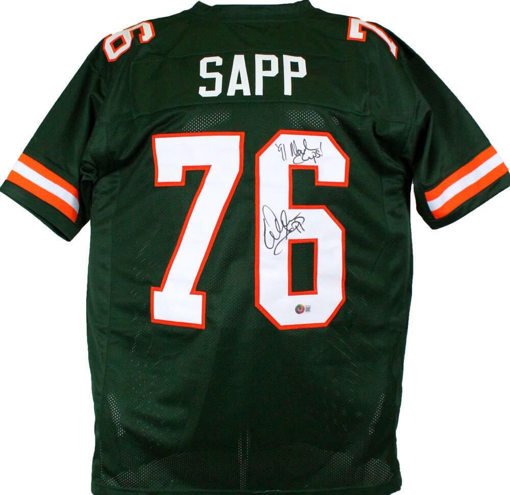 Warren Sapp Signed Green Custom College Jersey - "91 National Champs"