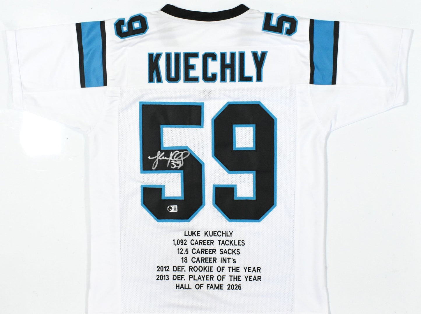 Luke Kuechly Autographed Carolina Panthers Custom White Stat Jersey