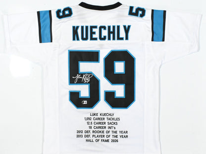 Luke Kuechly Autographed Carolina Panthers Custom White Stat Jersey