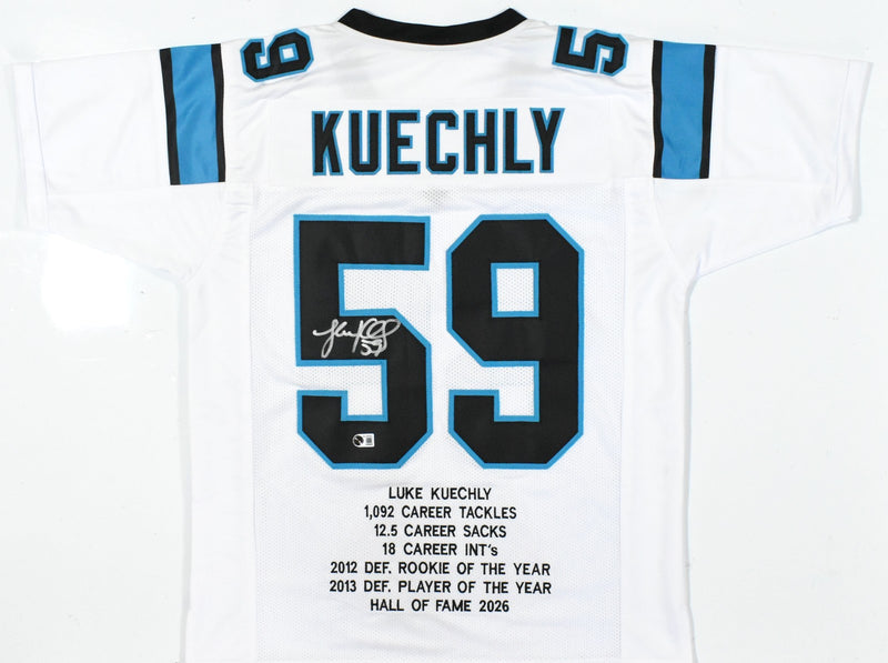 Luke Kuechly Autographed Carolina Panthers Custom White Stat Jersey