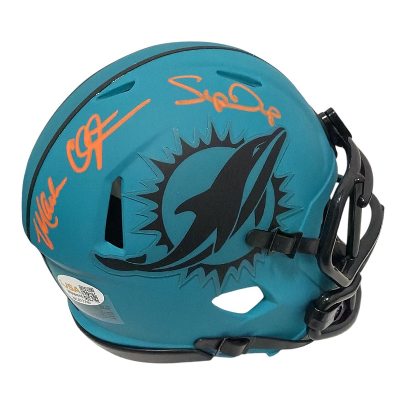 Mark Clayton & Mark Duper Dual Signed Miami Dolphins Rave Mini Helmet