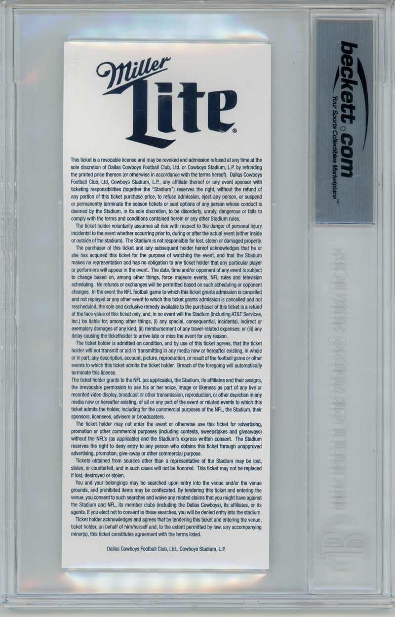 Dak Prescott Signed Dallas Cowboys NFL Debut Ticket Stub - Beckett