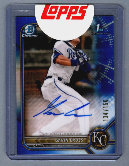 Gavin Cross Signed 2022 Bowman Chrome Draft Blue Refractor Rookie Card /150
