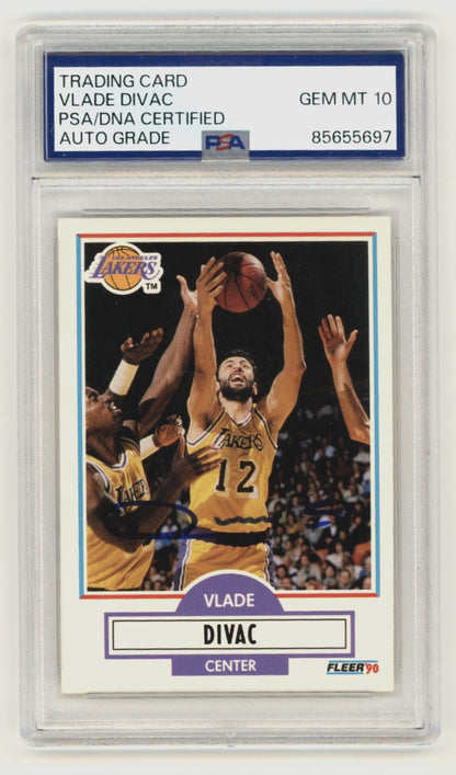 Vlade Divac Signed 1990-91 Fleer #91 Rookie Card (PSA 10 Auto)
