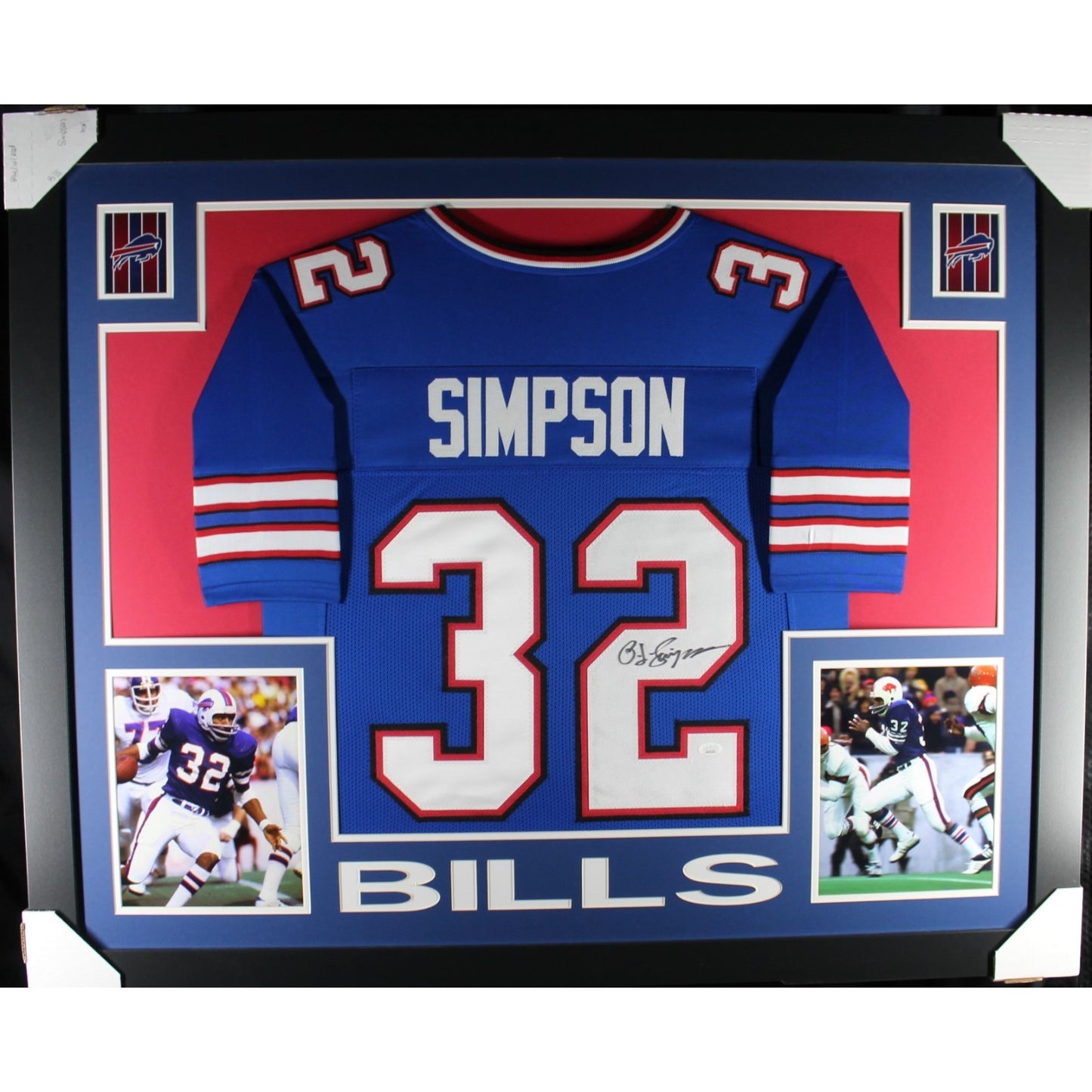 OJ Simpson Autographed Framed Blue Pro Style Jersey (Beckett BAS)