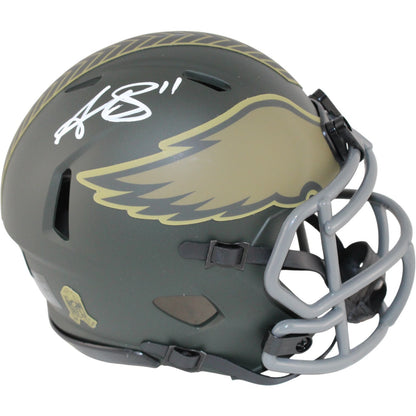 AJ Brown Signed Philadelphia Eagles 2025 Salute to Service Mini Helmet