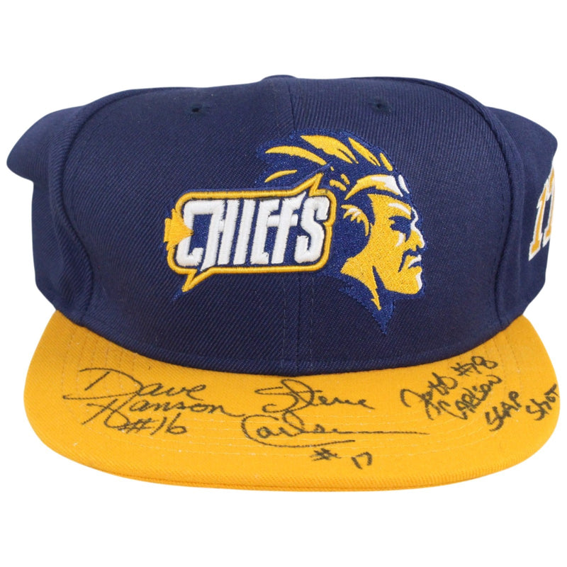 Hanson Brothers Slap Shot Autographed Charlestown Chiefs Snapback Hat