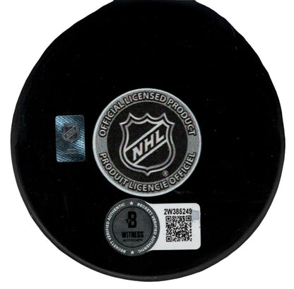 Ed Belfour Signed Chicago Blackhawks Logo Puck HOF 2011 Beckett Witnessed