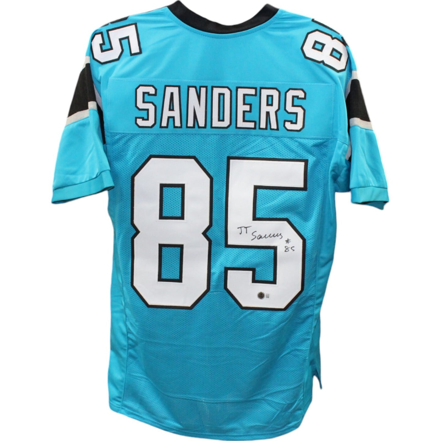 Ja'Tavion Sanders Autographed Pro Style Blue Jersey (Beckett COA)