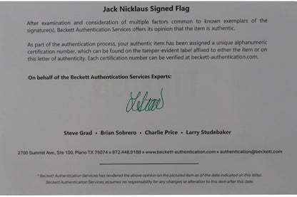 Jack Nicklaus Autographed 1993 U.S. Senior Open Cherry Hills Golf Flag (BAS)